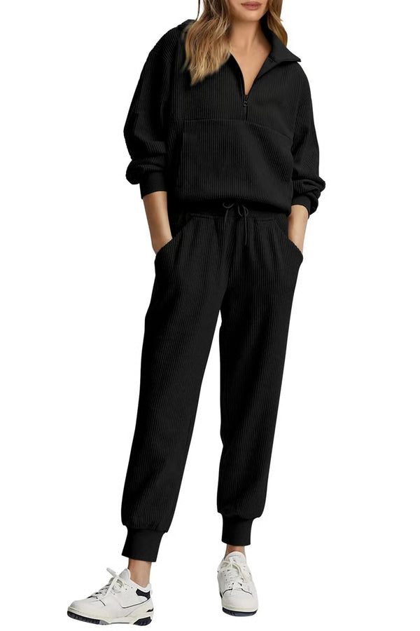 ⏰Hot Sale-Womens 2 Piece Long Sleeve Half Zip Pullover Fall Tracksuit Sweatsuits Set(Buy 2 Free Shipping)